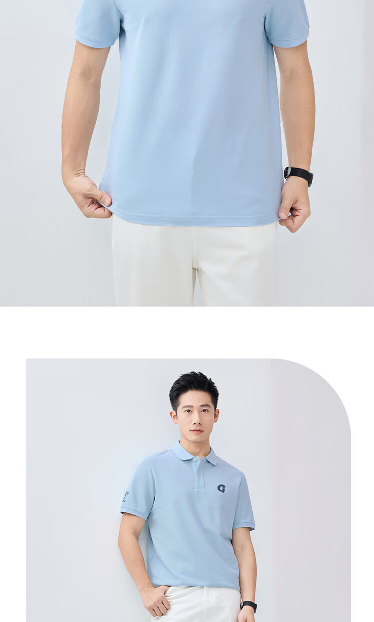Giordano Comfortable Antibacterial Polo Shirt for Men, High-Tech Cooling Letter Embroidery Lapel Short-Sleeve Top 01015397 14