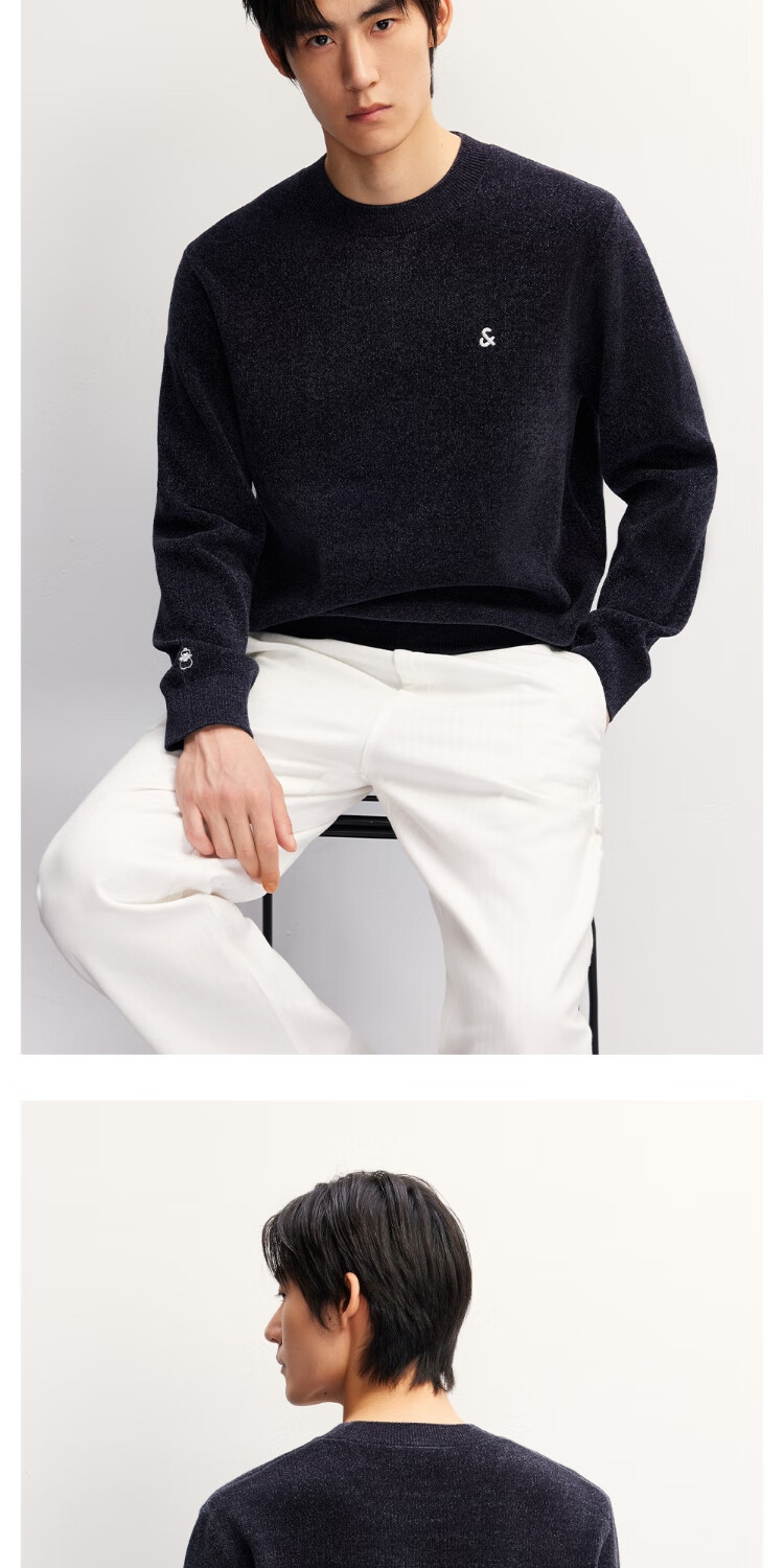 JACK&JONES Men's Autumn Sweater Knitwear Casual Solid Color Skin-friendly Embroidered Trendy Long Sleeve Top 225313025 5