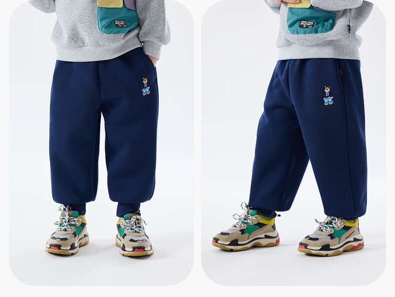 Dudu Boys Winter Thickened Pants Children's Fleece Casual Pants Girls Sports Pants Baby Warm Long Pants Gray 80 6