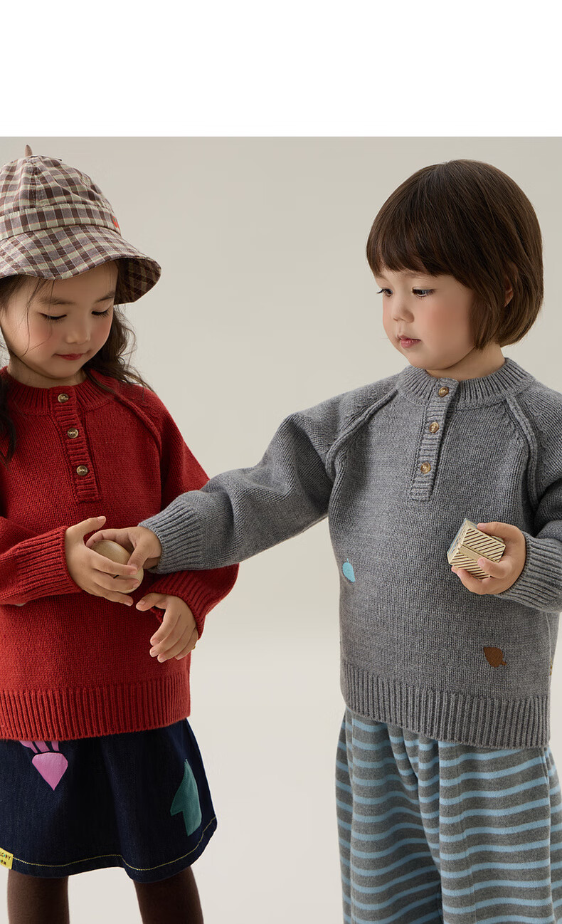 Papapapa Autumn Winter Kids Sweater Soft Skin-Friendly Warm Pullover Knitwear Light Gray 100 17