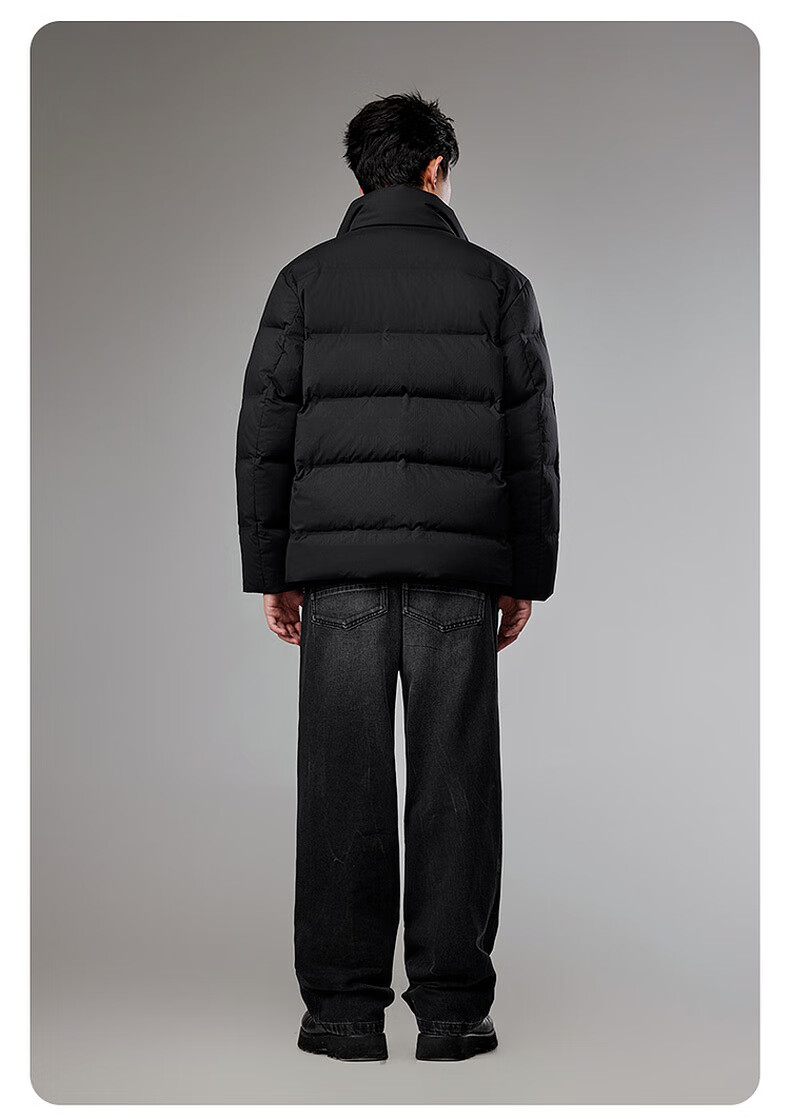 CABBEEN Men's Down Jacket with Nine-Grid Floral Pattern Channel Fabric, Textured Embossed Material, Winter Stand Collar Puffer Coat 5