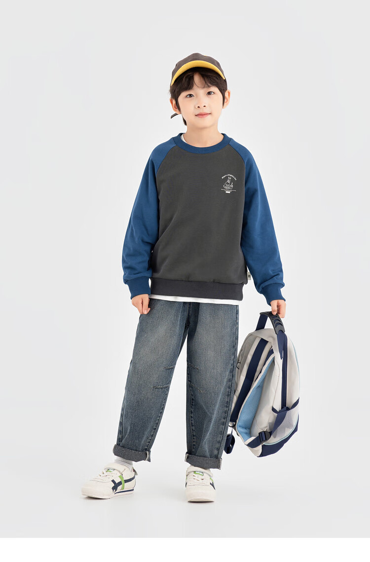 Duoduo Boys Sweatshirt Kids Autumn 2025 New Colorblock Raglan Sleeve Loose Casual Pullover Top 13
