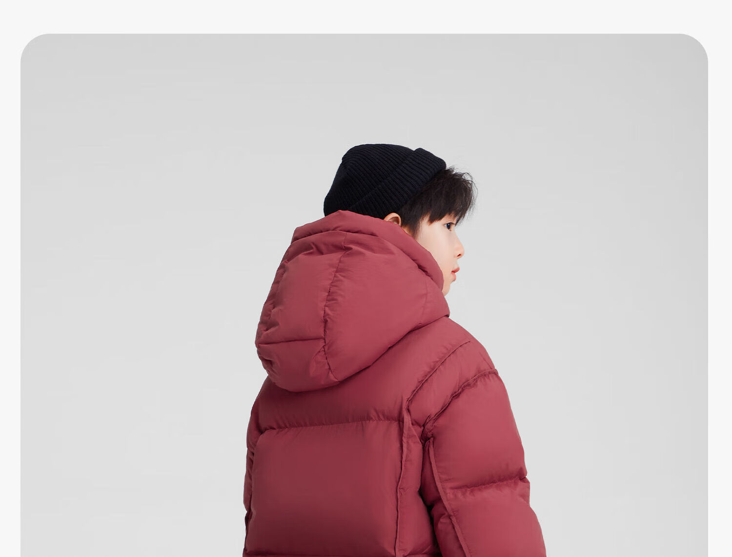 Zuo Xi Boys' Mid-Length Down Jacket Winter Warm Thickened Hooded Coat Red Size 130 New Year Outfit 46