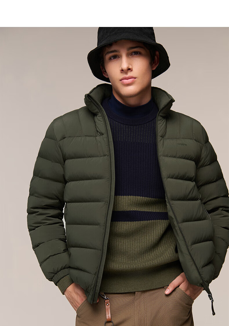 HAZZYS Men's Winter Goose Down Jacket Simple Casual Stand Collar Coat ASFZU0CDX09 16