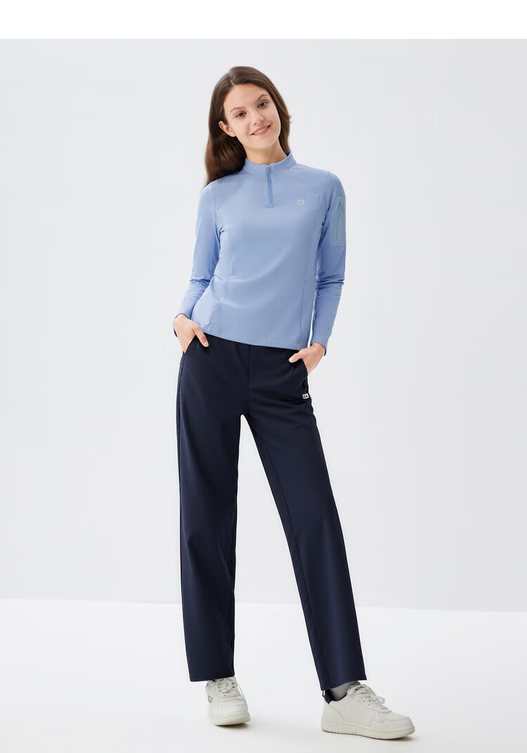 ELLE ACTIVE Simple Basic Fleece-Lined Pants for Women 2025 Autumn Winter New Casual Sports Straight-Leg Pants Navy Blue L 4