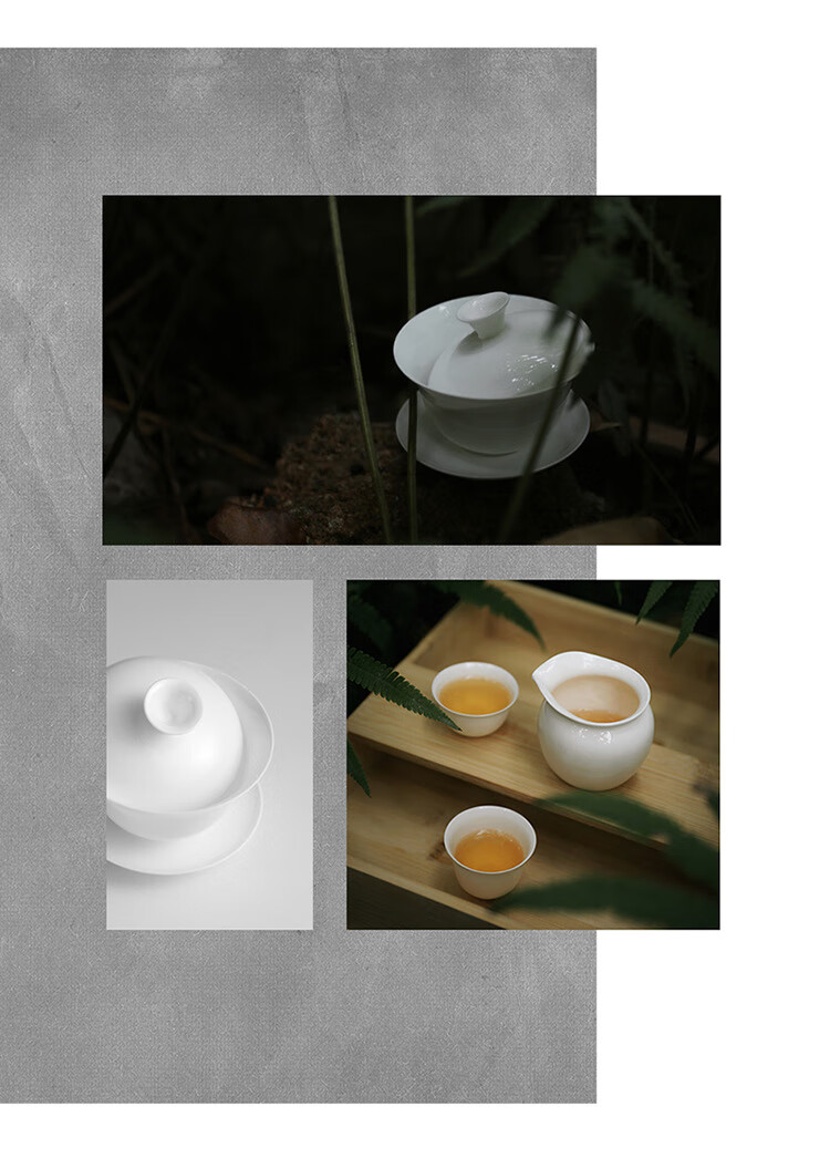 骨瓷茶具潮州骨瓷三才盖碗功夫茶具套装家用茶碗高密度轻薄高透光陶瓷