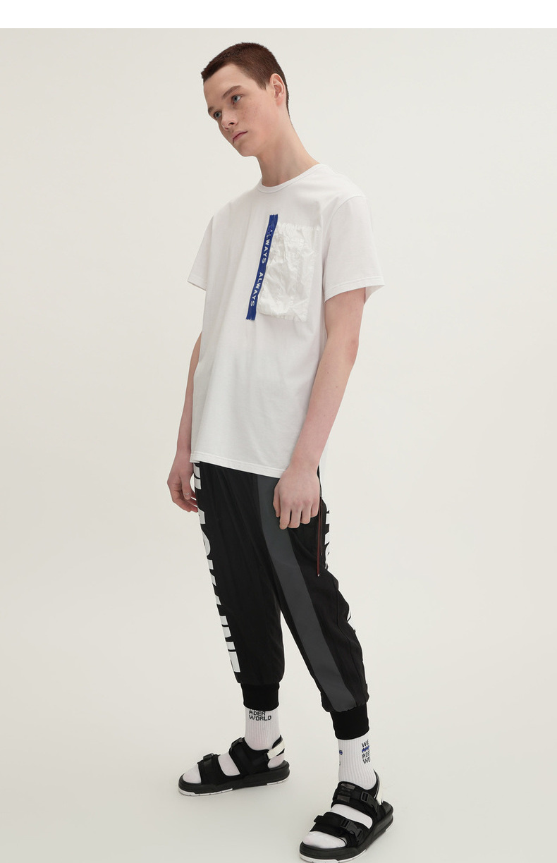 卡玛kama2019夏季新款男士短袖潮牌t恤纯棉圆领印花半截袖2219503