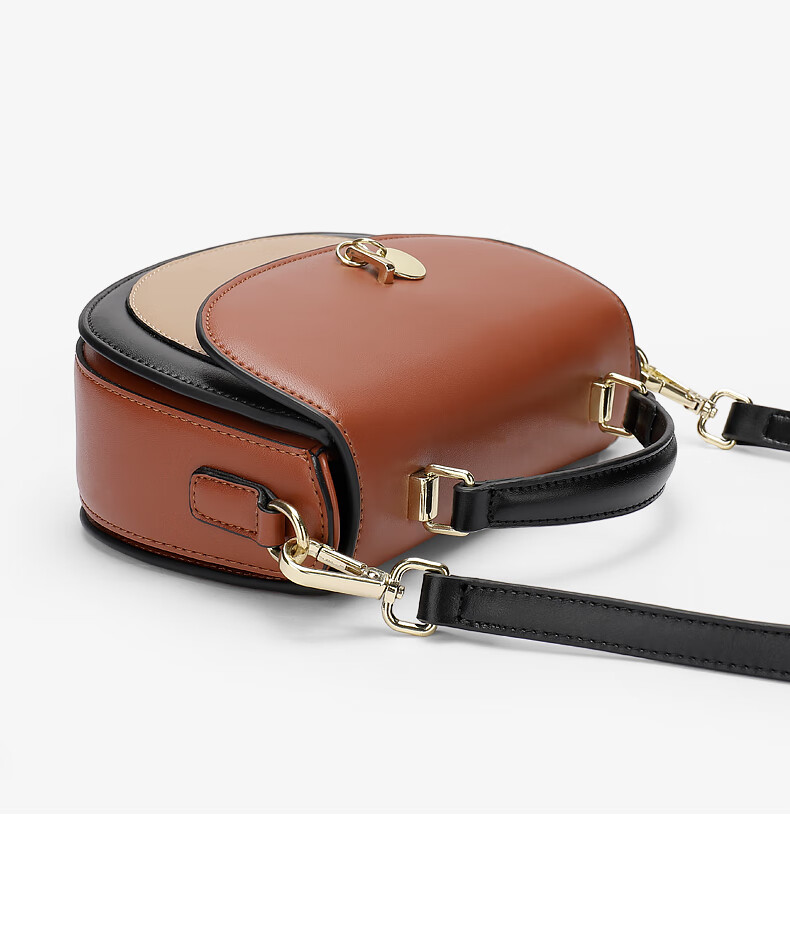 somay马鞍包包2022潮ins小众女包百搭手提包秋冬女单肩斜挎包 黑配棕