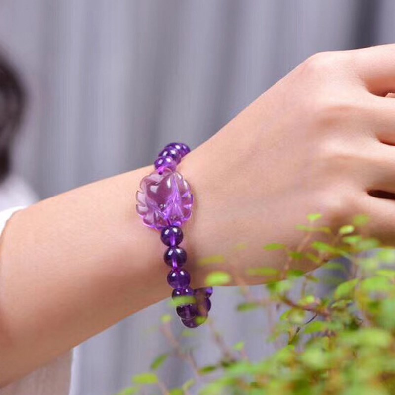 映运珠宝开光 天然紫水晶狐狸手链 紫水晶九尾狐手链 紫水晶狐仙手链