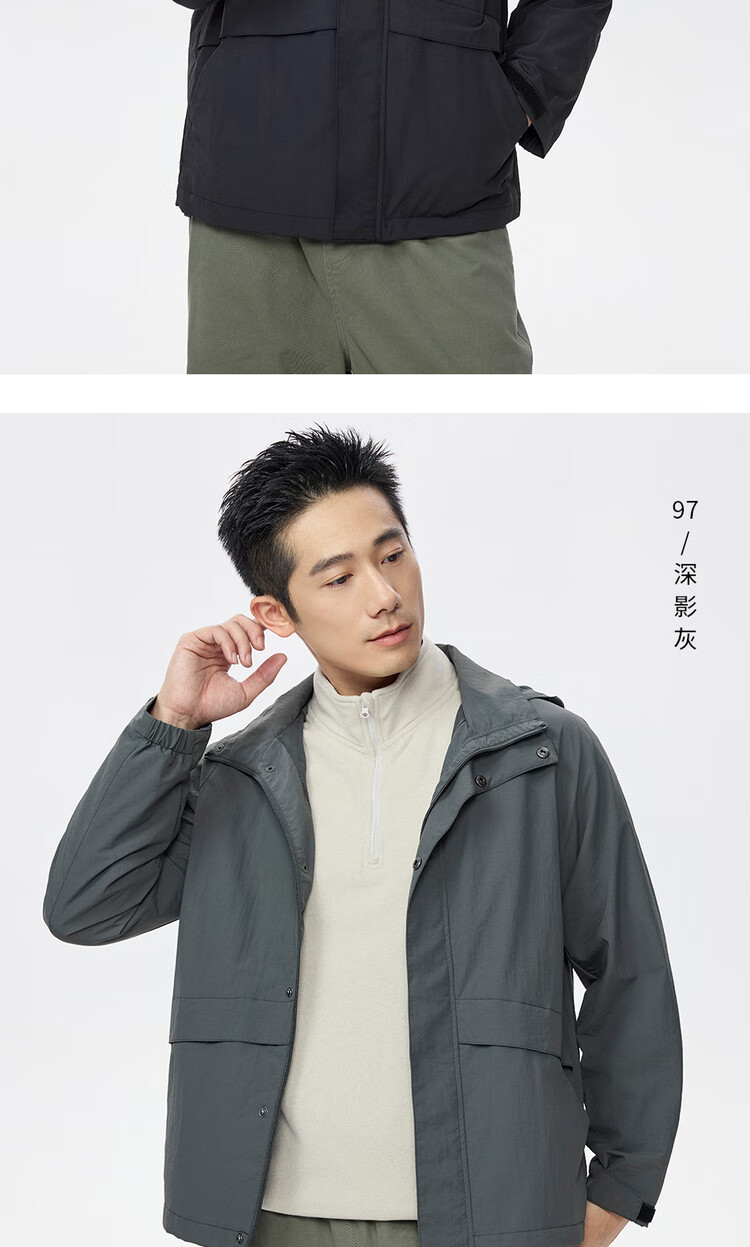 Giordano Lightweight Windproof Jacket Men Autumn Winter Mesh Raglan Sleeve Hooded Windbreaker 13075130 13