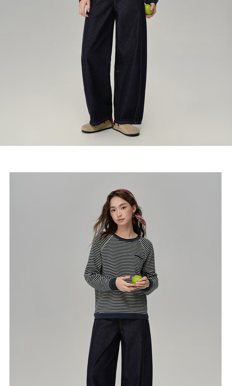 Giordano Designer Original Color Women's Denim Jeans Autumn Winter Contrast Stitch High Waist Carrot Pants 18415816 12