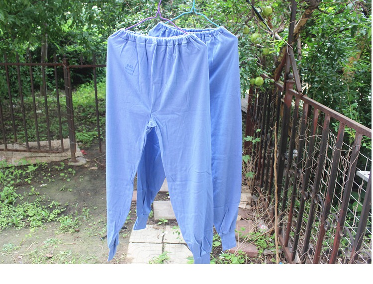 中老年人秋裤秋衣加肥加大纯棉宽松秋裤老式全棉高腰加长秋裤男女蓝色