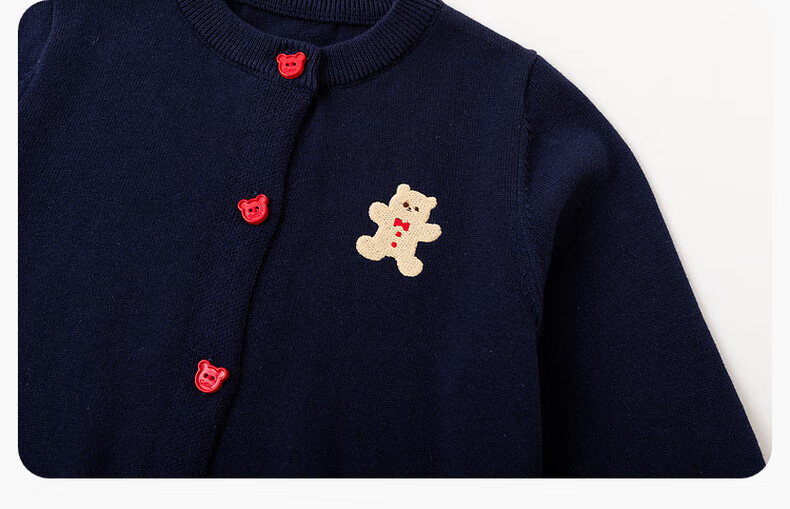 Dudu Kids Girls Cotton Sweater Spring Baby Academy Style Top Navy Blue 130 19