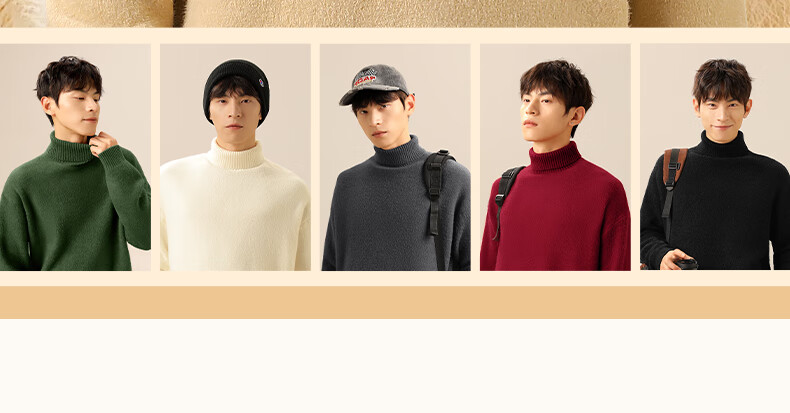 MINISO Men's Winter Turtleneck Sweater Soft Skin-Friendly Cashmere Blend Knitwear Off-White XL 3