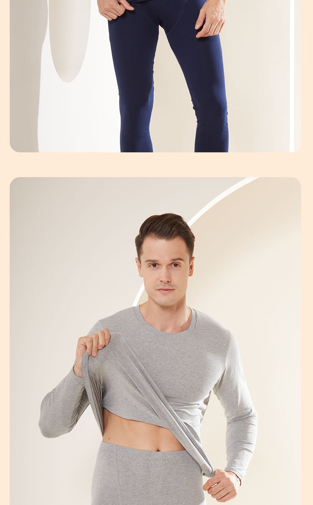 GUJIN 95% Cotton Seamless Thermal Underwear Set for Men, Thickened Heat Retaining Autumn Winter Long Johns and Top, Cold Protection Warm Clothing 13