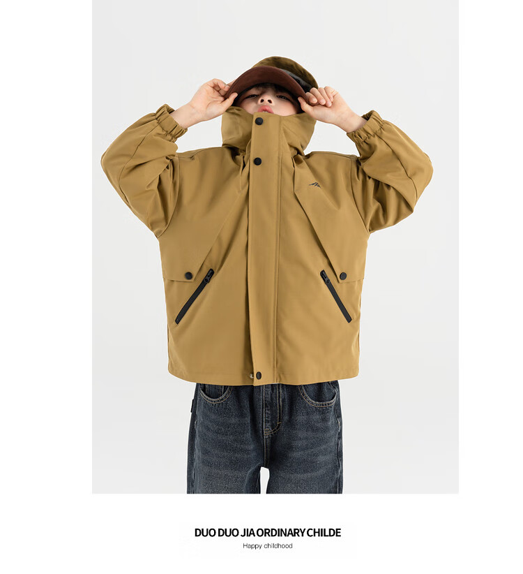 Duoduo Family 2026 Spring Autumn Kids Hiking Jacket Outdoor Warm Thin Fleece Water-Repellent Hooded Windproof Coat for Boys 21