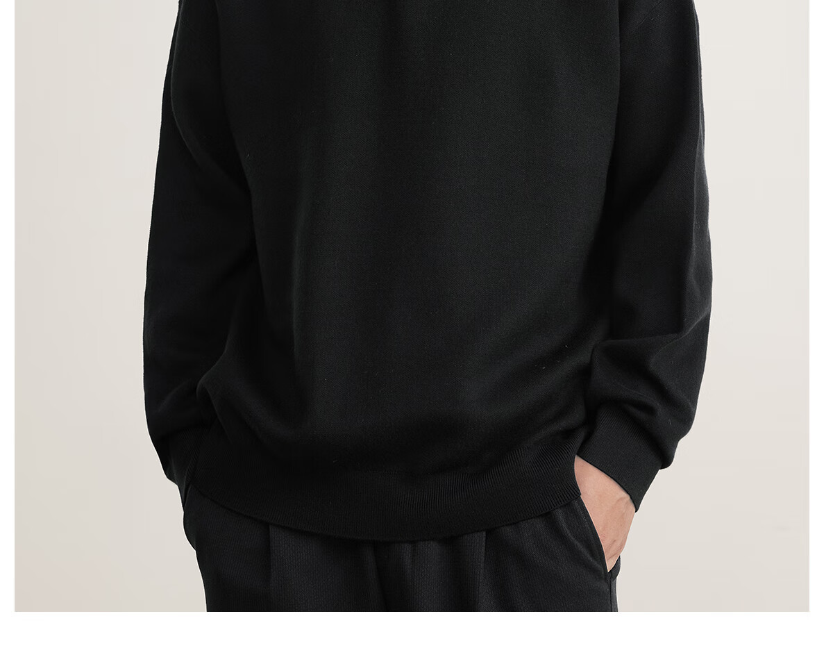MARKLESS Men's Casual Pullover Knit Sweater, Long Sleeve, Spread Collar, Drop Shoulder, Machine Washable, Knit Top 5703, Starry Black, Size L 23