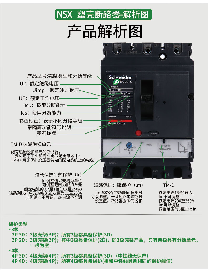 塑壳断路器nsx100f160f250ftmd63a80a100a160a250a3p43p250a