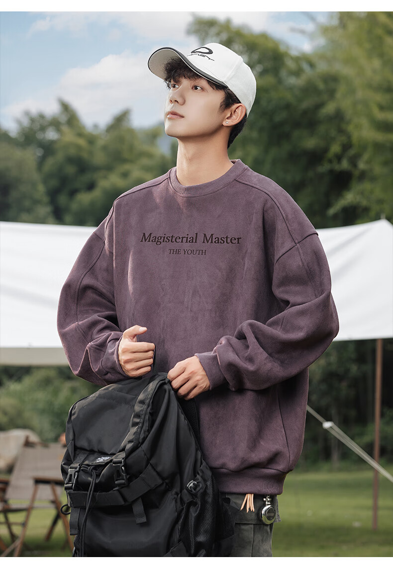 WOOD SOON Men's Vintage American Style Loose Fit Pullover Sweatshirt Autumn Winter Heavyweight Casual Top 10