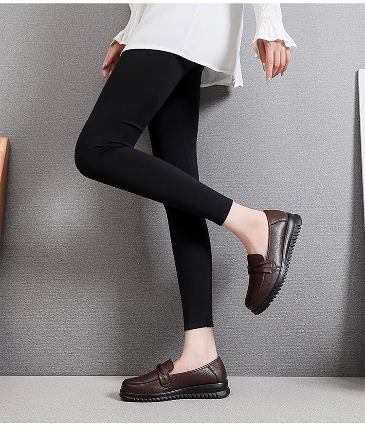 Hengyuanxiang Women's Wide Fit Slip-On First Layer Cowhide Round Toe Nurse Shoes J50818 Black Size 39 7