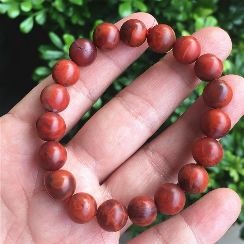 华花弥(huahuami)南红玛瑙四川凉山瓦西九口铁皮黄皮包浆带原皮佛珠