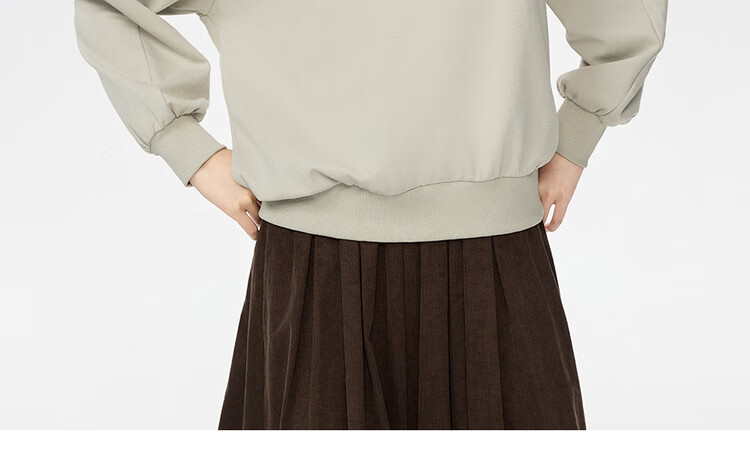 Giordano Women's Autumn Winter New Double-Sided Pullover Sweatshirt Stand Collar Raglan Sleeve Asymmetric Zipper Top 13325756 15
