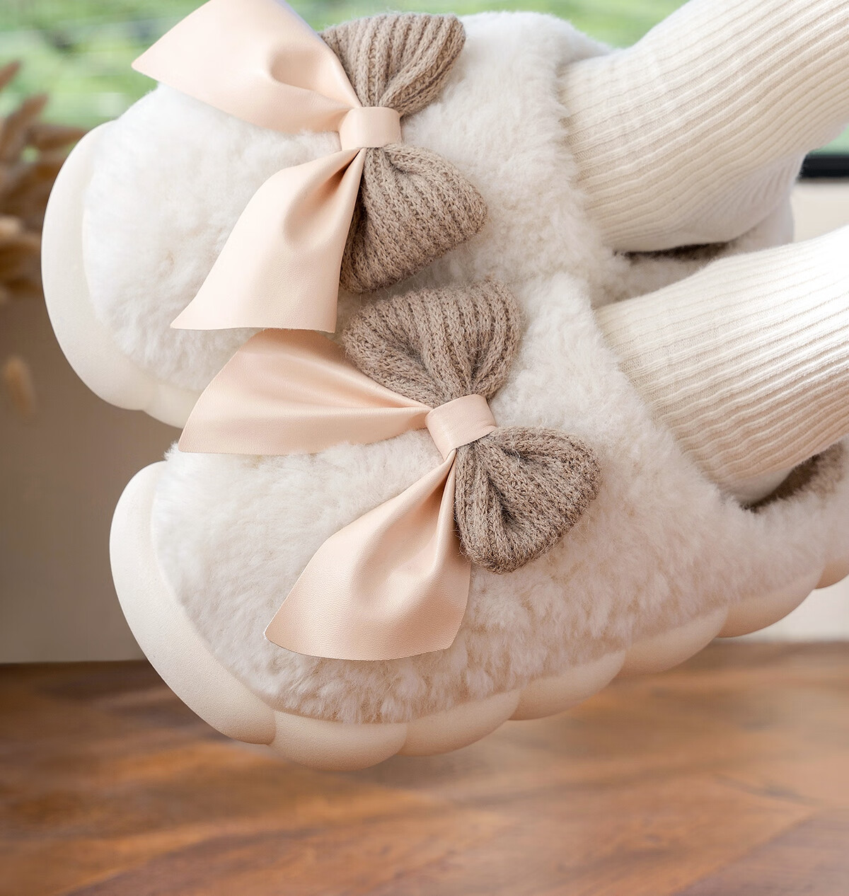 Runrou Cotton Slippers for Women, Autumn And Winter Thick-Soled Non-Slip Fleece-Lined Warm 2025 New Style Indoor Home Winter Use 2
