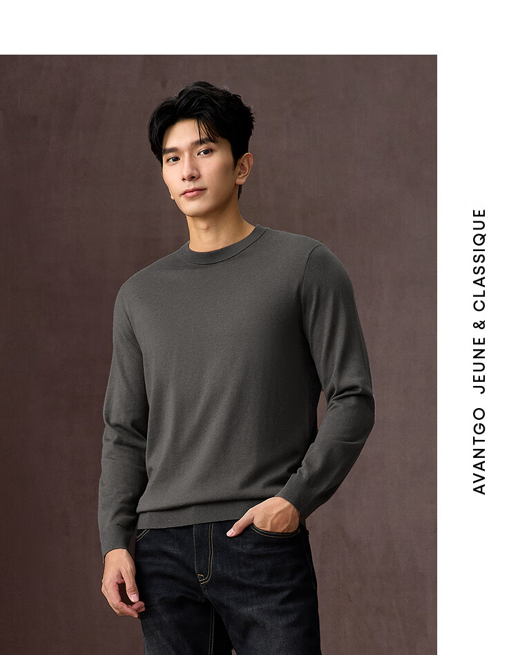 HLAHLA Men's Wool Sweater 30% Wool Warm Comfortable Knitwear Autumn Winter 3