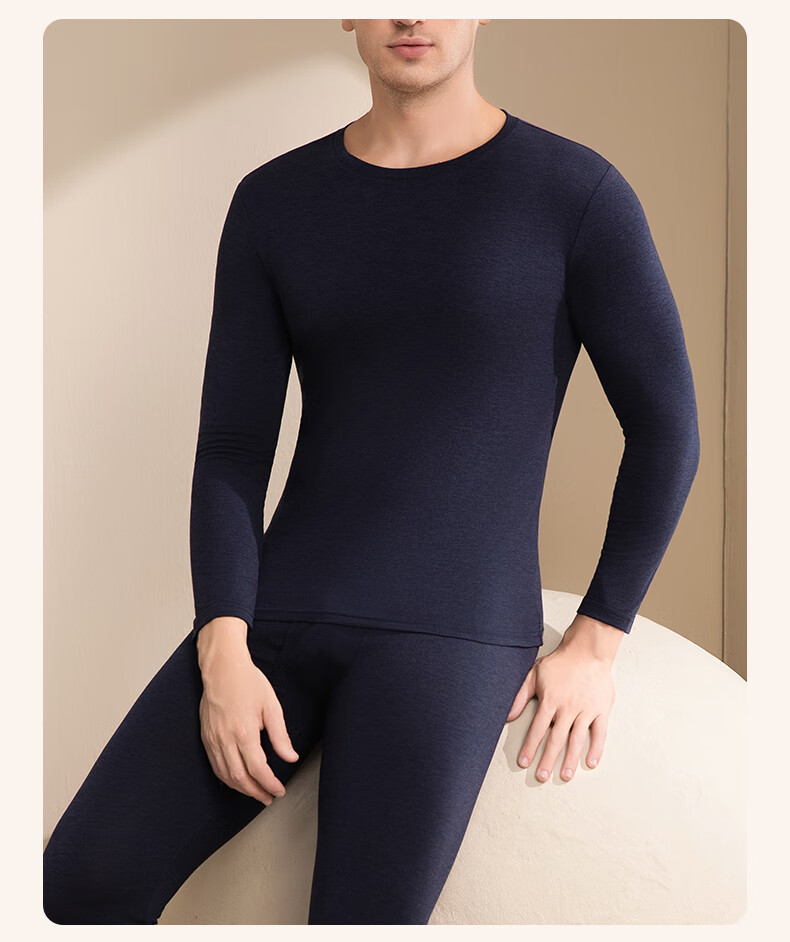 GUJIN Autumn Winter Thermal Underwear Set for Men Seamless Base Layer Top and Bottom 21