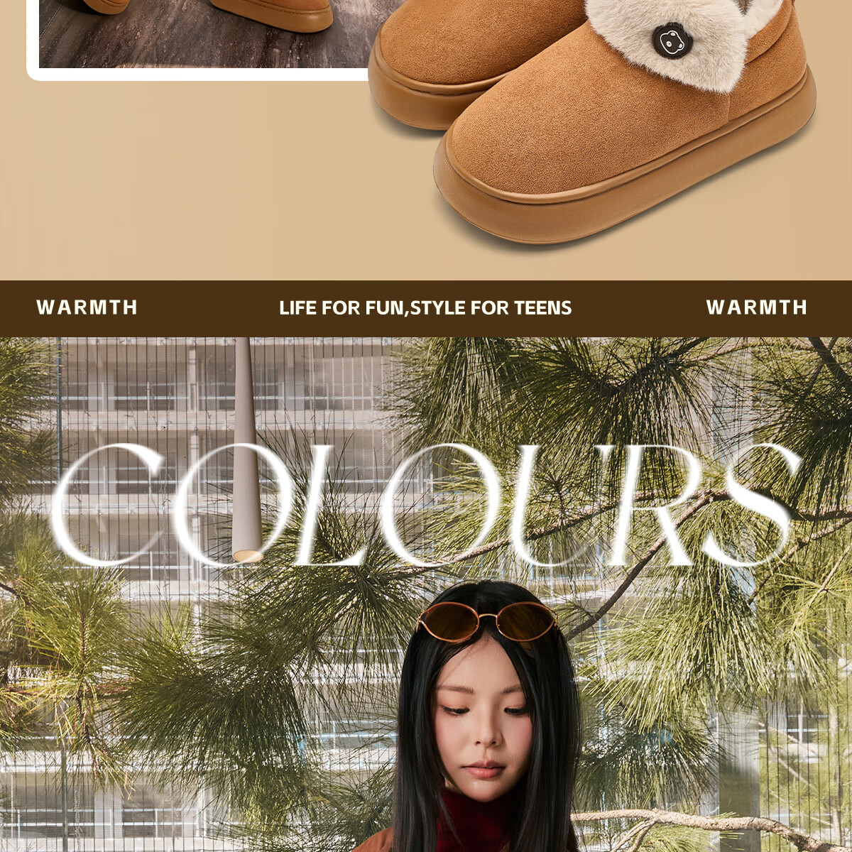 Runrou Women's Fully Covered Cotton Slippers Autumn Winter 2025 New Plush Warm Furry Cotton Shoes Snow Boots Winter 4