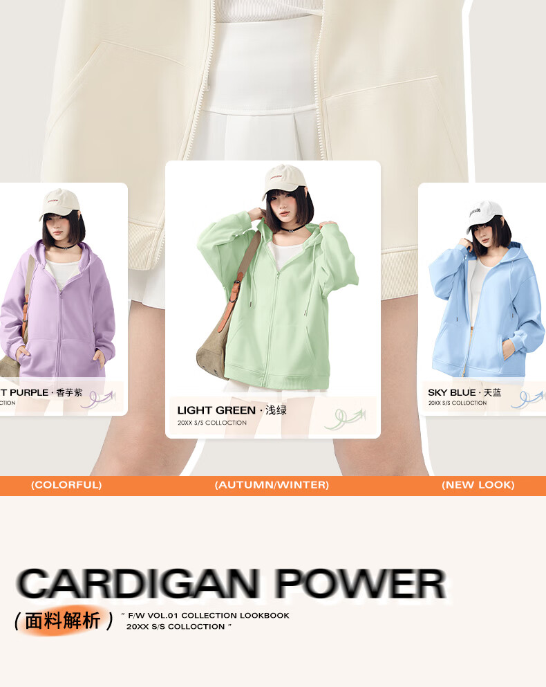 Jeanswest Women's Hooded Zip-Up Sweatshirt 2026 Spring New Casual Loose Campus Trendy Petite Jacket 2
