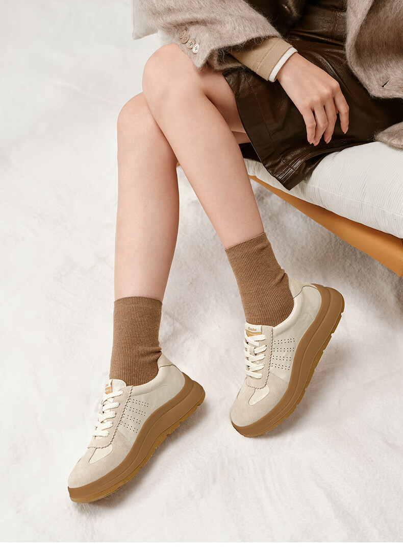 Bata Patented Antibacterial Cowhide And Sheepskin Soft Elastic Couple Casual Training Sports Prince Qichang Mall Matching Single Shoes 12
