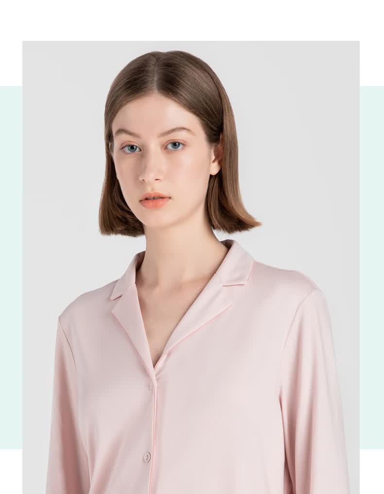 purcotton/全棉时代商场同款女士黑科技液氨针织长袖长裤家居服睡衣