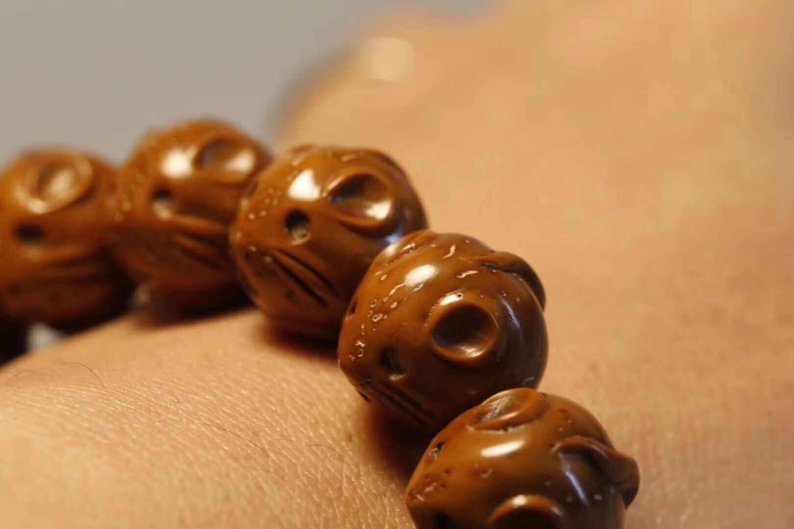 顶盈紫金鼠雕刻小老鼠手串鼠钱手链菩提子文玩佛珠单圈念珠苏工精雕14