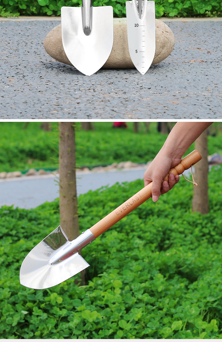 不锈钢花铲加厚小铲子园艺工具种花小铁铲松土种菜花园铲家用养花