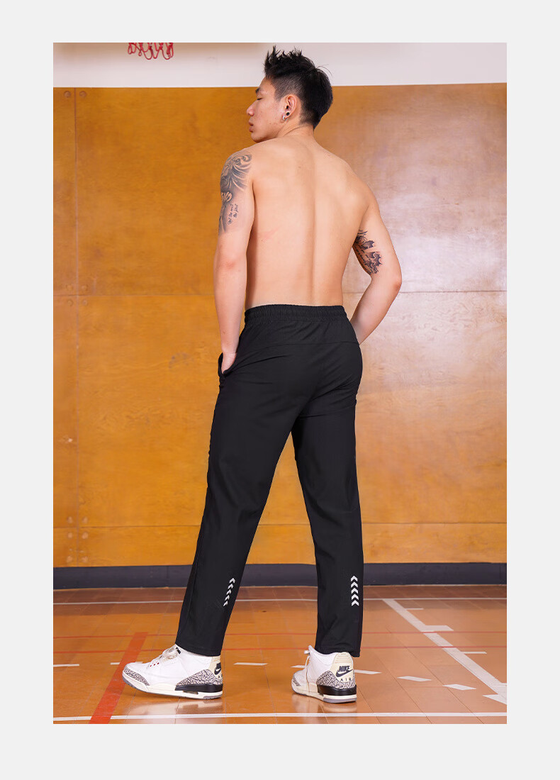 BKCXZICE Men's Sports Pants American Style Reflective Arrow Casual Long Pants Autumn Winter High Elastic Quick-Dry Cooling Running Fitness Basketball Pants 2