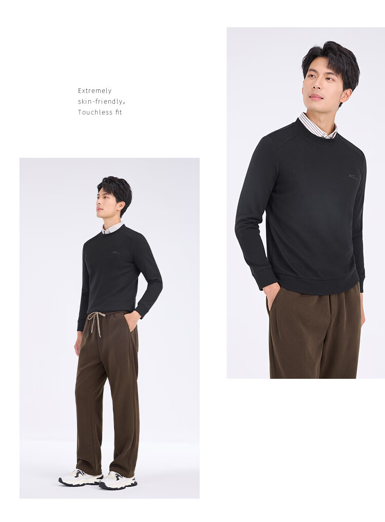 Laxdn Knitted Sweater for Men, Autumn And Winter Warm Round Neck Pullover [Cashmere Silk], Fleece-Lined Base Layer, Medium Coffee, XL 5