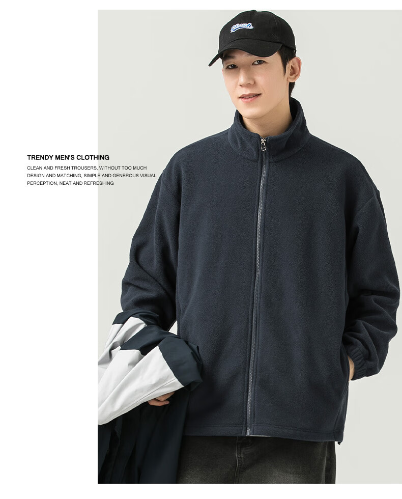 WOOD SOON 3-in-1 Cotton Padded Jacket Unisex Autumn Winter Thickened Fleece Windproof Warm Stand Collar Coat 6