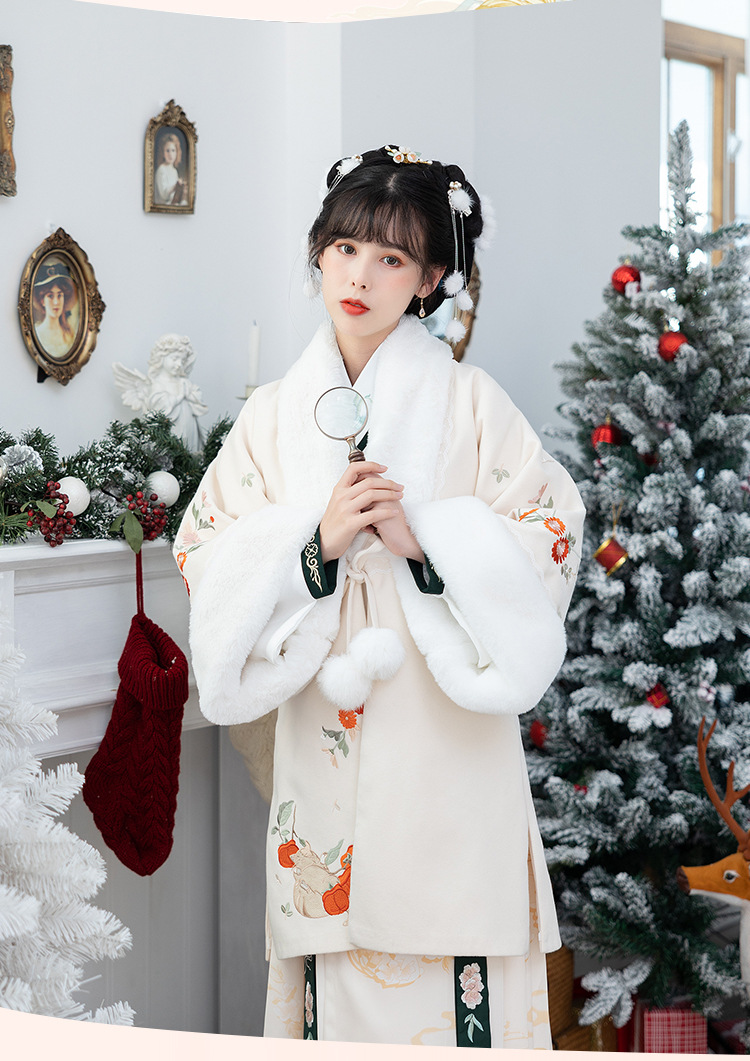 仙气少女学生出街改良唐装古风明制合领长袄对襟半袖披风马面裙呢料