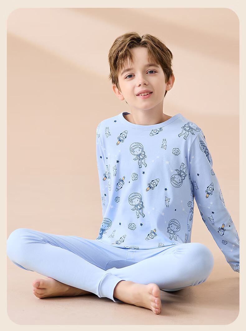 Yalu Children's Autumn Thermal Underwear Set Youth Pure Cotton Boys Warm Long Johns Pajamas for Fall and Winter Baby Sleepwear 13