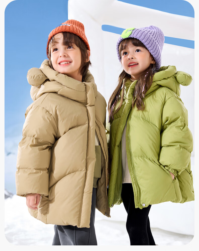Dudu Home [DuPont Three-Proof] Baby Down Jacket Winter Children's Hooded Coat Boys Warm Clothing Trendy Green 110 7