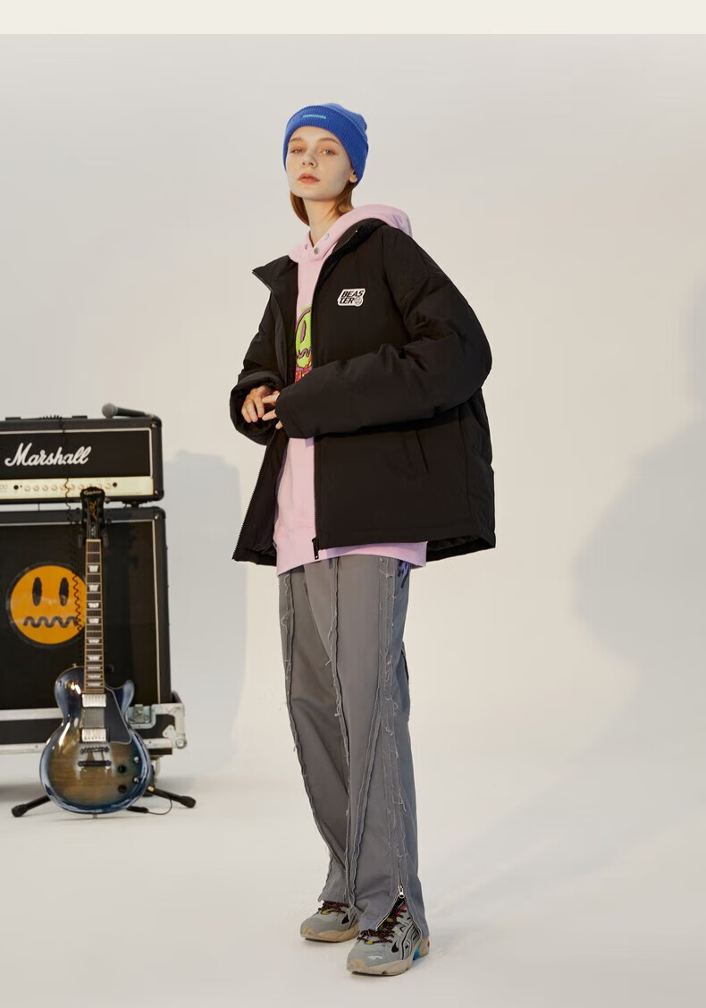 beaster反光羽绒服 beaster奥莱小恶魔鬼脸简约刺绣潮牌时尚街头潮流