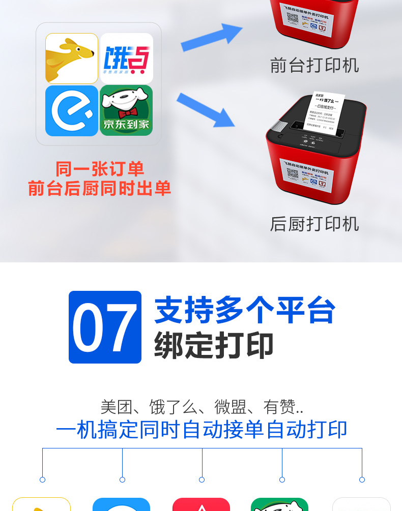 优囹美团外卖打印机自动接单神器v4插卡版gprs自动切纸外卖蓝牙多平台