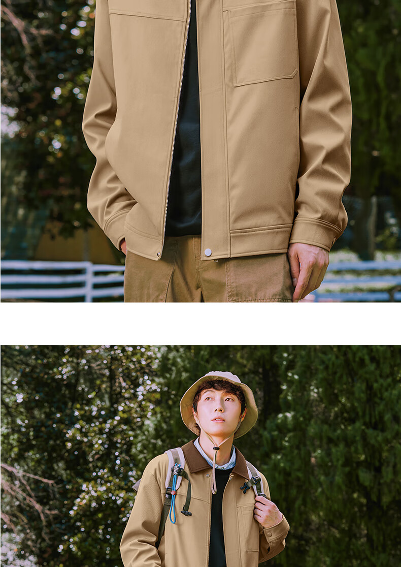 MARK FAIRWHALE Vintage Lapel Jacket for Men, 2026 Spring And Autumn New High-End Barne Style Workwear Coat Trendy Brand, Khaki, M 2