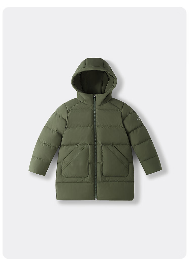 Annil Kids Boys and Girls Thermal Mid-Length Down Jacket 2025 Winter New Cold-Resistant Snow Willow Green 110 2