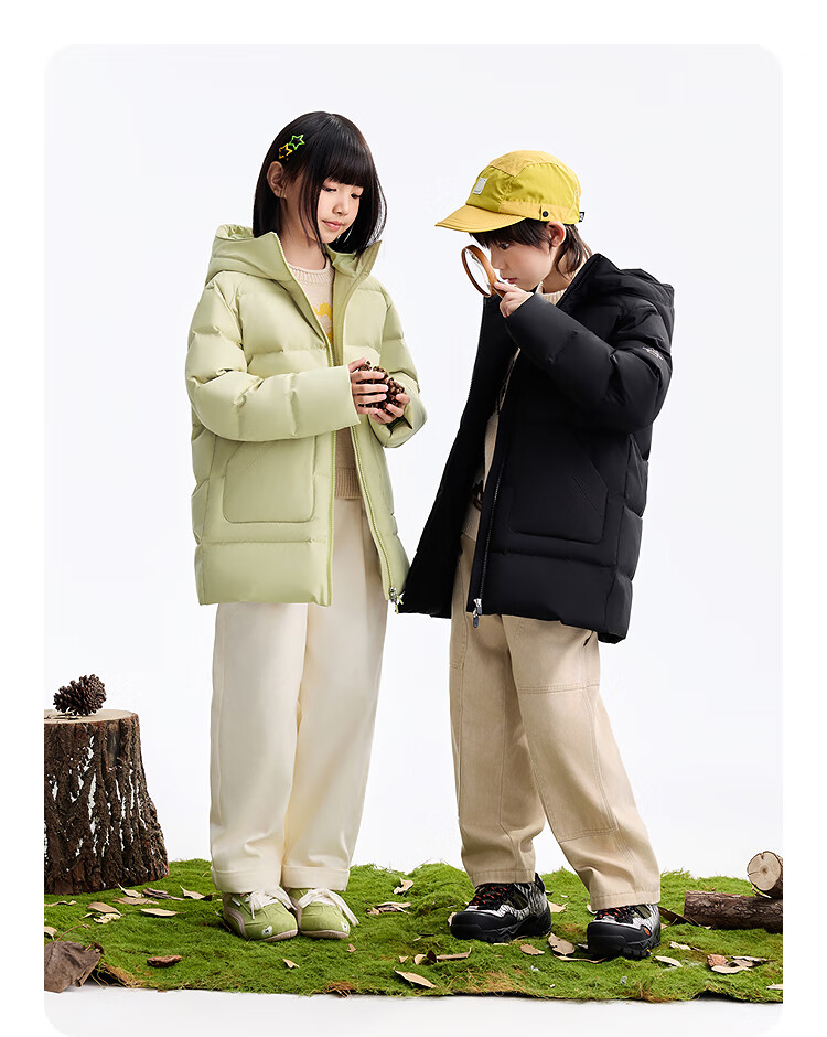 Annil Kids Boys and Girls Thermal Mid-Length Down Jacket 2025 Winter New Cold-Resistant Snow Willow Green 110 8