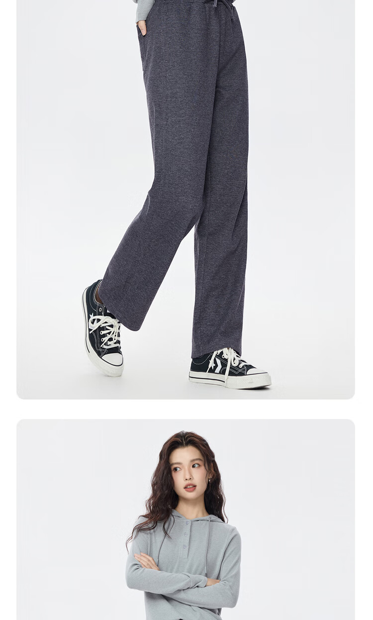 Giordano Women's Drawstring Sweatpants Autumn Winter New Loose Fit Double-Sided Fabric Elastic Waist Casual Pants 05415867 14