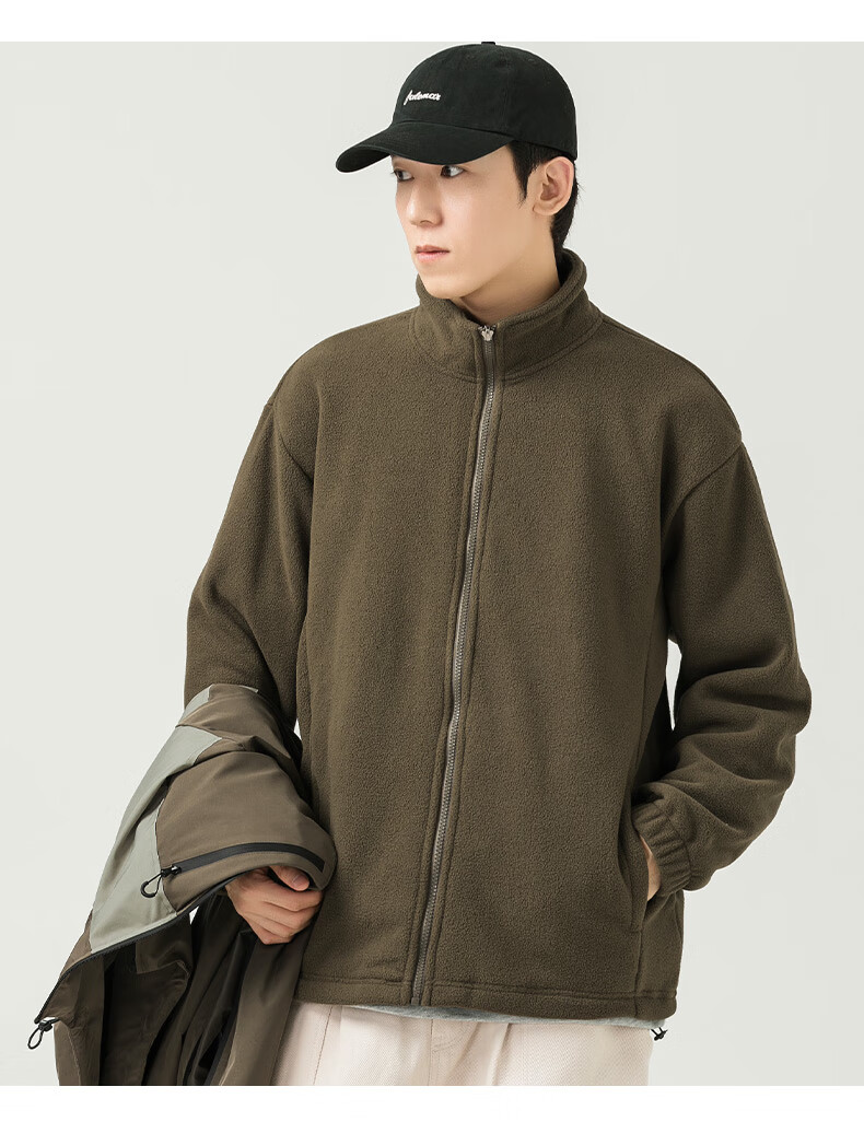 WOOD SOON 3-in-1 Cotton Padded Jacket Unisex Autumn Winter Thickened Fleece Windproof Warm Stand Collar Coat 19