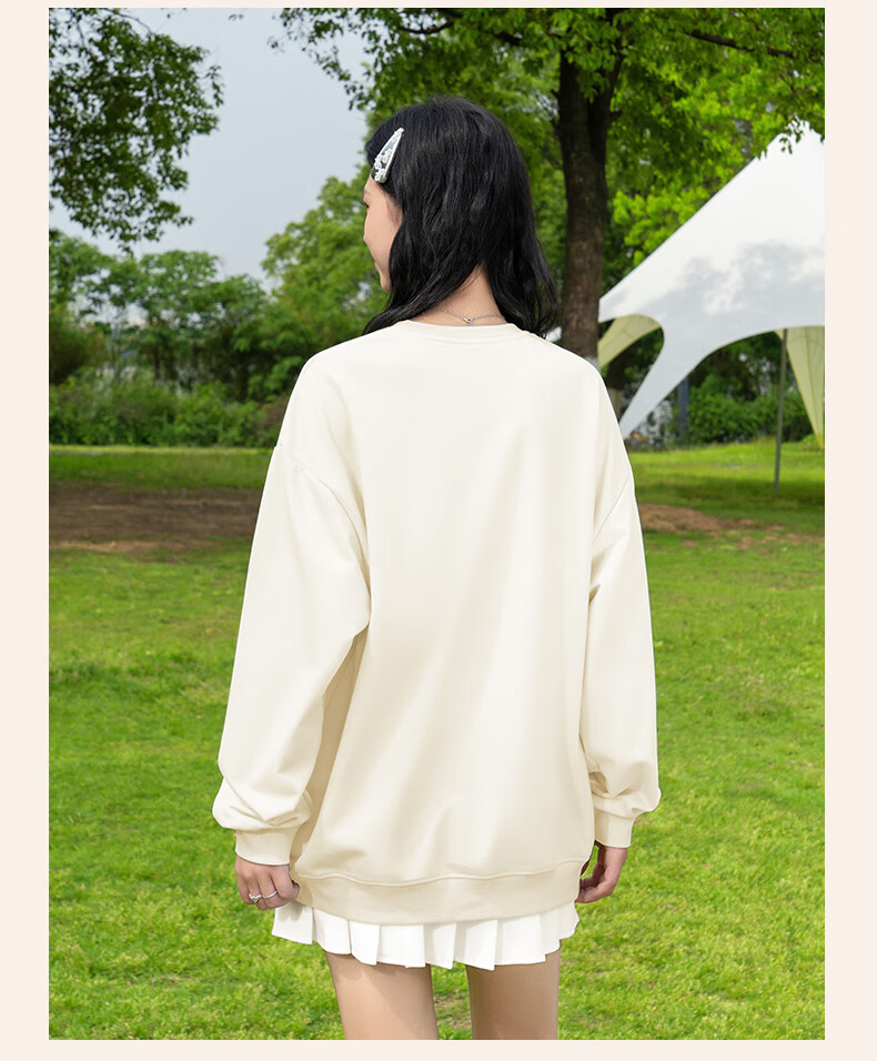 Baleno Fleece-Lined Crew Neck Pullover Sweatshirt for Women 2025 Autumn Winter New Solid Color Loose Warm Long Sleeve Top Without Hood 2