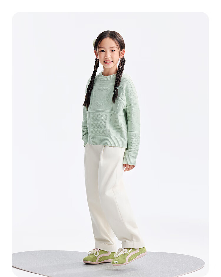 Annil Kids Girls Woven Trousers 2025 Winter New Long Pants Milky White 140 4
